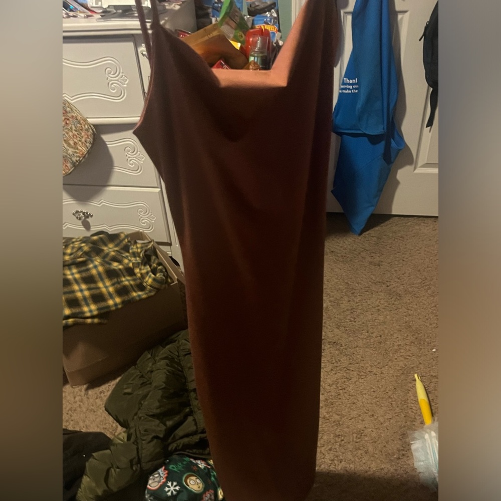 Nude brownish pink silk dress